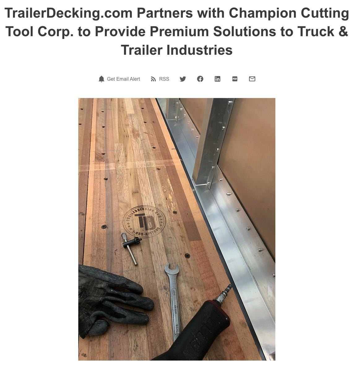 Article Image for New Partnership with Champion Tool Corp Developed