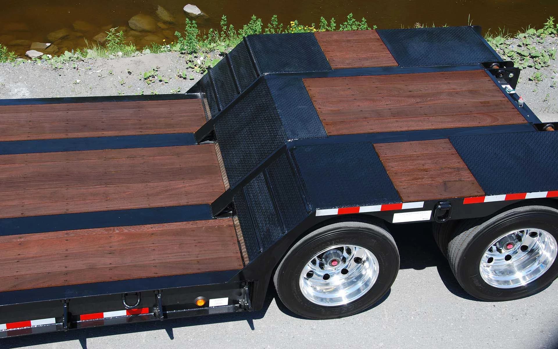 Manac drop deck trailer finished with Apitong Oil