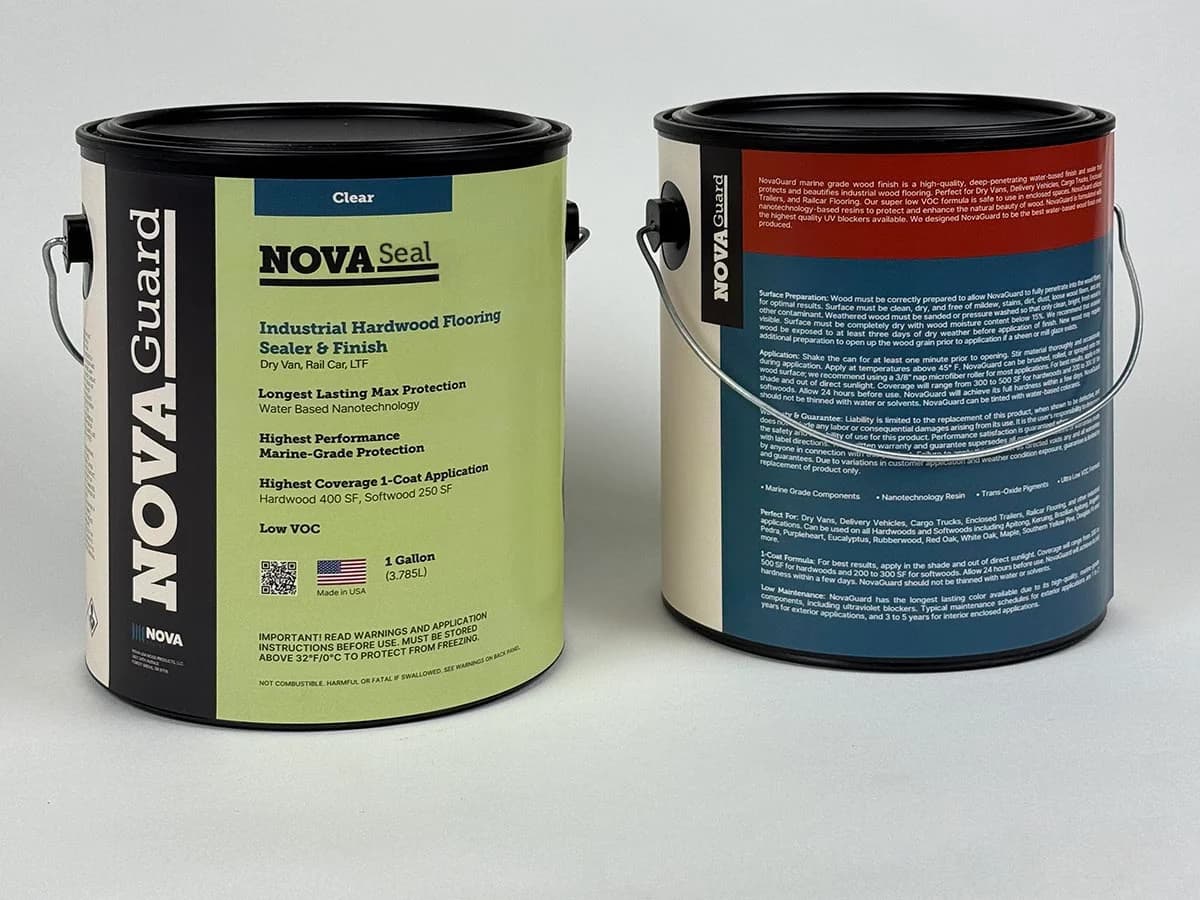 NovaSeal industrial wood sealer, available in one gallon cans and five gallon pails