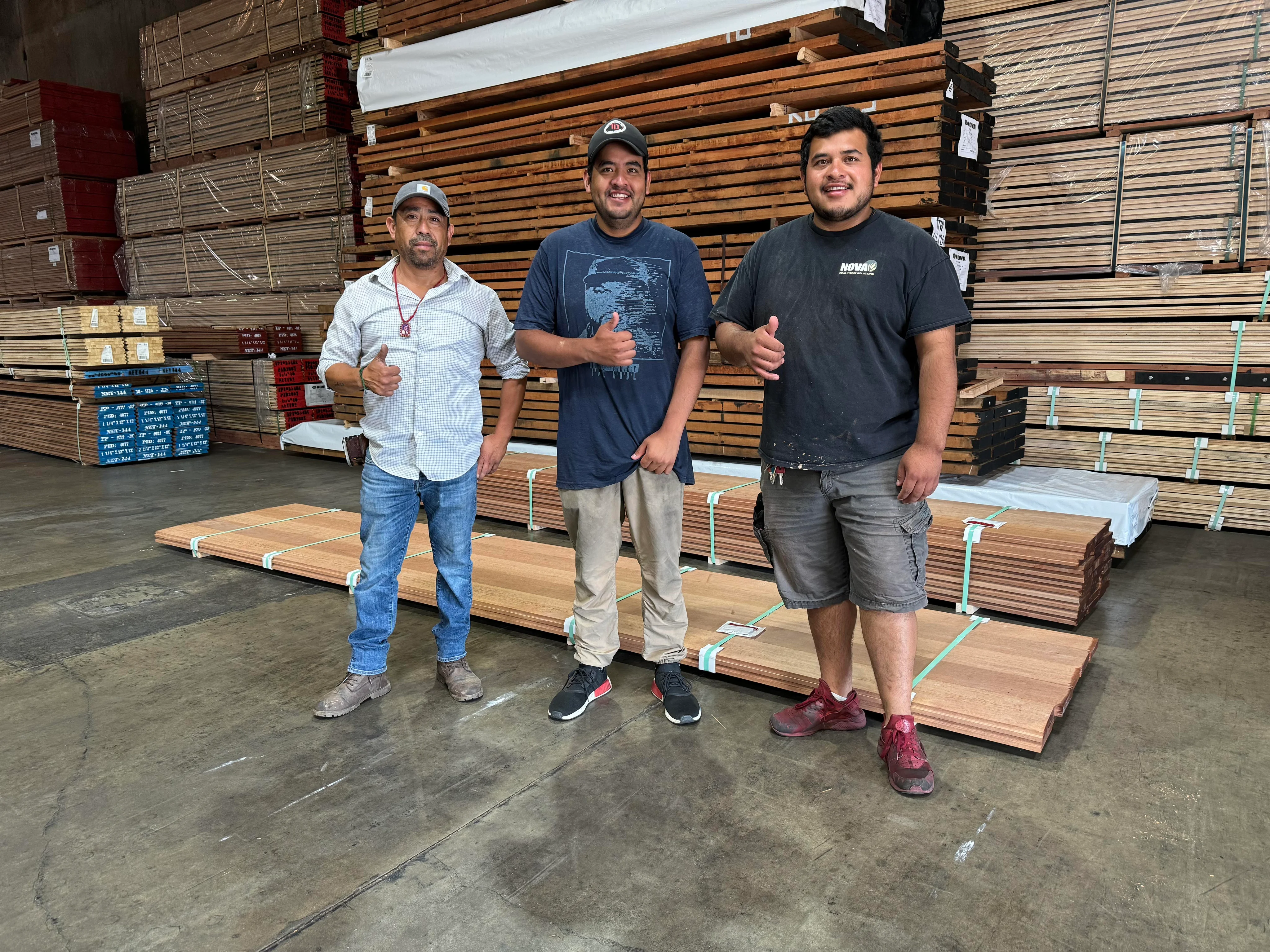 Forest Grove warehouse team — Jorge, Jose, and Juan