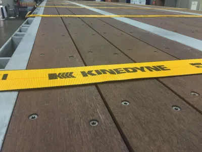 Close Up Flatbed Wood Deck Installed