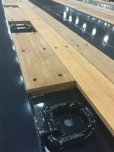 Close Up Wood Deck Installation Drop Deck 2