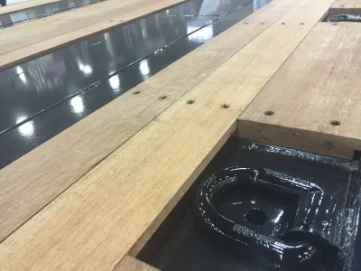 Close Up Wood Deck Installation Drop Deck 3