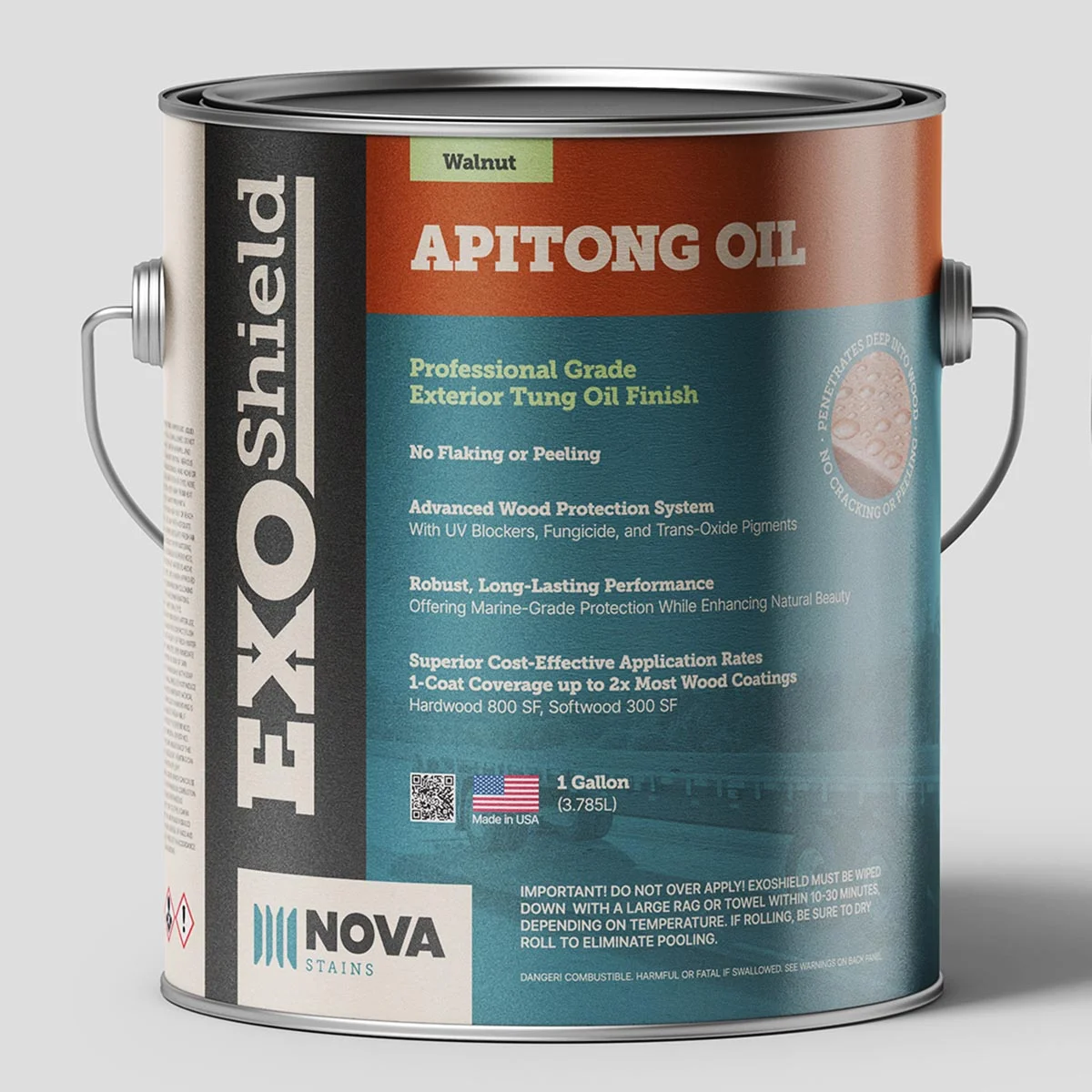 ExoShield Apitong Oil One Gallon Walnut Tung Oil Stain Exterior Finish