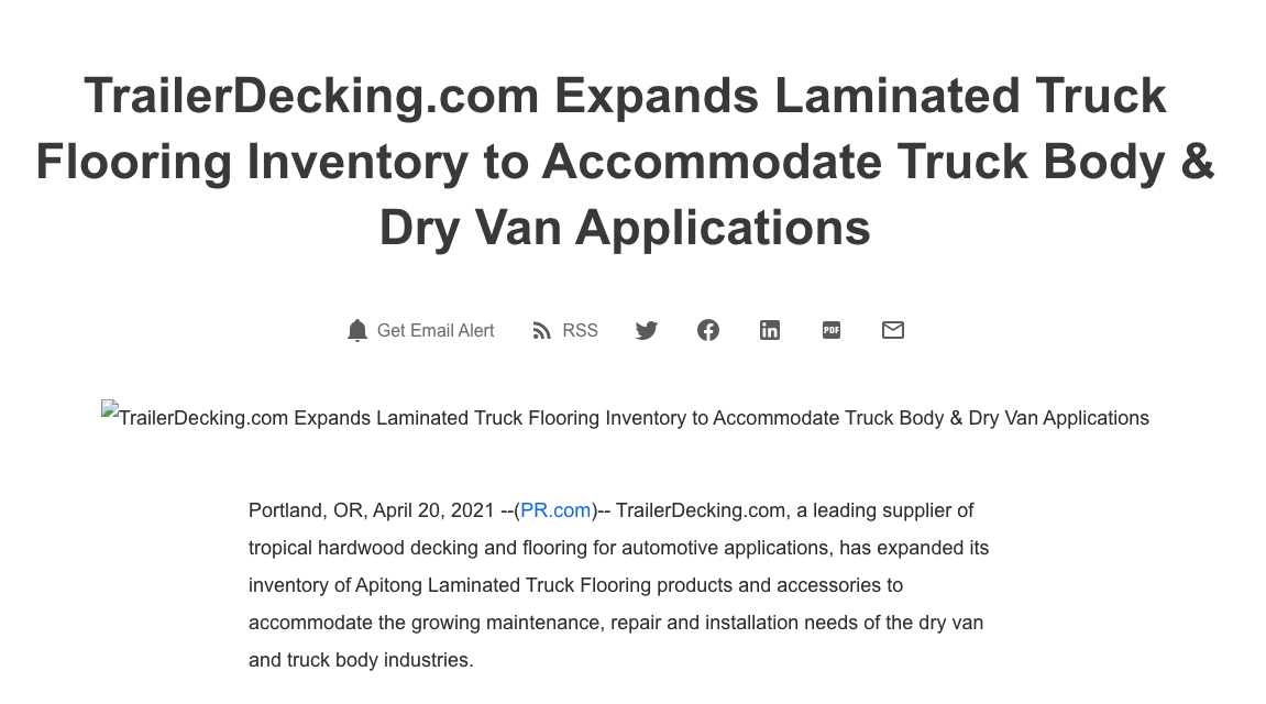 Article Image for Laminated Truck Flooring Inventory Expanded