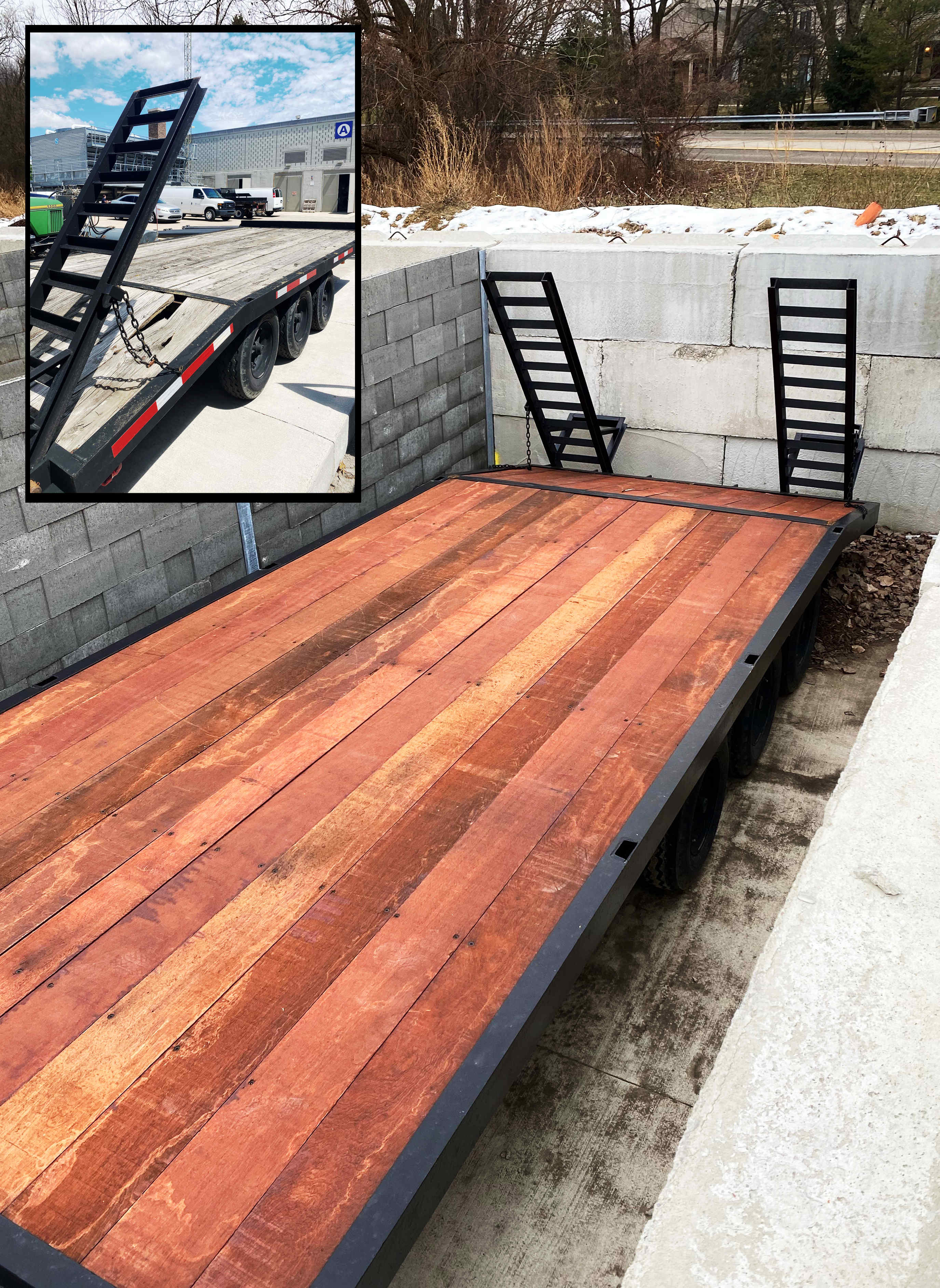 Deck over trailer refinished with Rough Sawn 6/4x8 Apitong and Apitong Oil