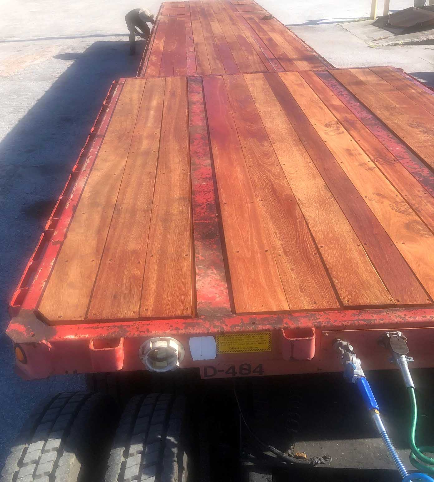 Step deck trailer ready for work